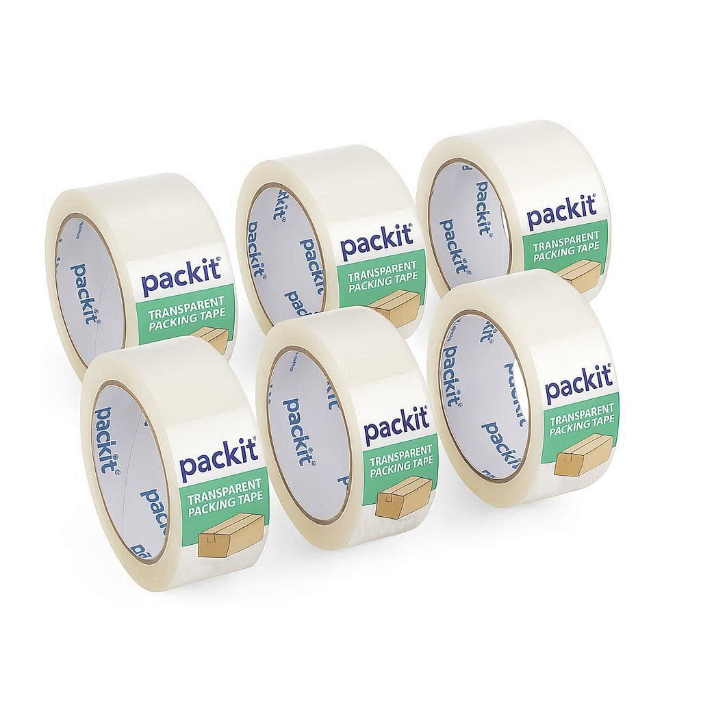 PACKIT® General Purpose Packing Parcel Tape – Clear Transparent 6 rolls 48mm x 50m Packaging Tape by Packatape