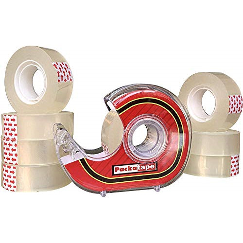 9 Rolls Clear Сellotape Stationery Tape 18mm x 33m + Dispenser Packatape®