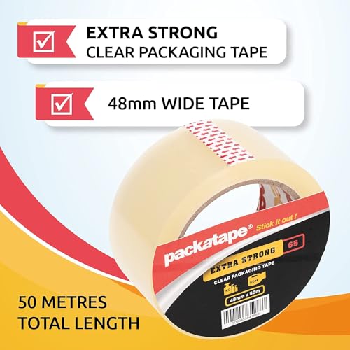 6 Rolls Extra Strong Clear Packaging Tape 48mm x 50m Packatape®