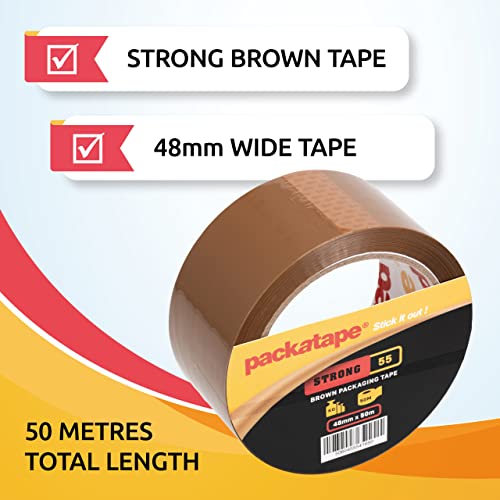 1 Roll Brown Strong Packing Tape 48mm x 50m Packatape®