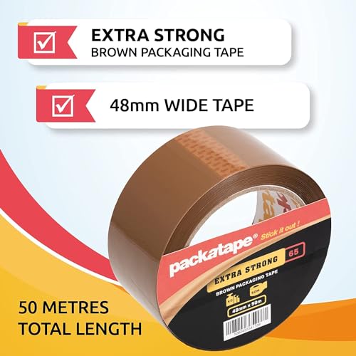 6 Rolls Extra Strong Brown Packaging Tape 48mm x 50m Packatape®