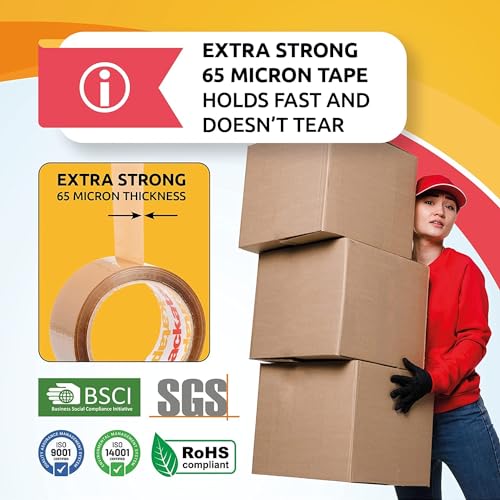 6 Rolls Extra Strong Brown Packaging Tape 48mm x 50m Packatape®