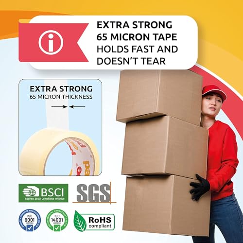 6 Rolls Extra Strong Clear Packaging Tape 48mm x 50m Packatape®