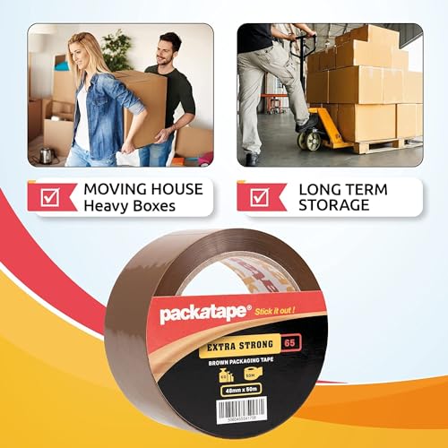 6 Rolls Extra Strong Brown Packaging Tape 48mm x 50m Packatape®